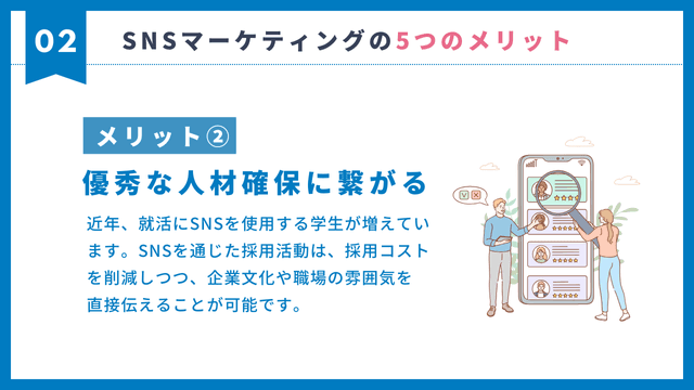SNS マーケティング　メリット　人材確保